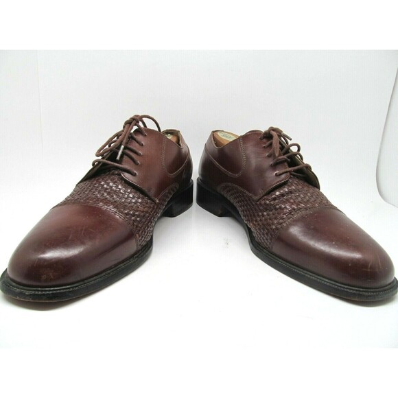 Florsheim Woven Brown Leather Oxfords Salinger Mens Size US 11 D